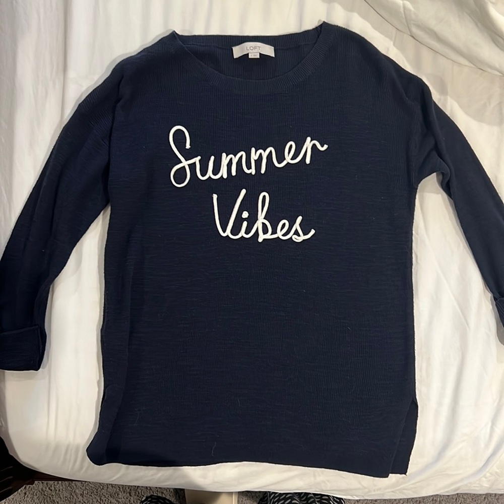 Cute loft lightweight cotton sweater 3/4 cuffed sleeve